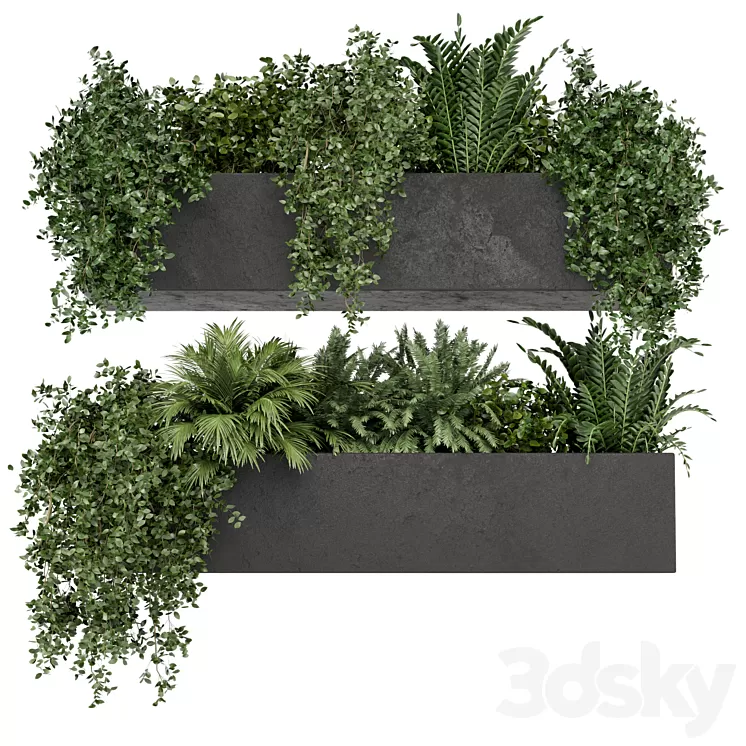 Hanging Plants in rusty Concrete Pot – Set 589 3D Model Free Download