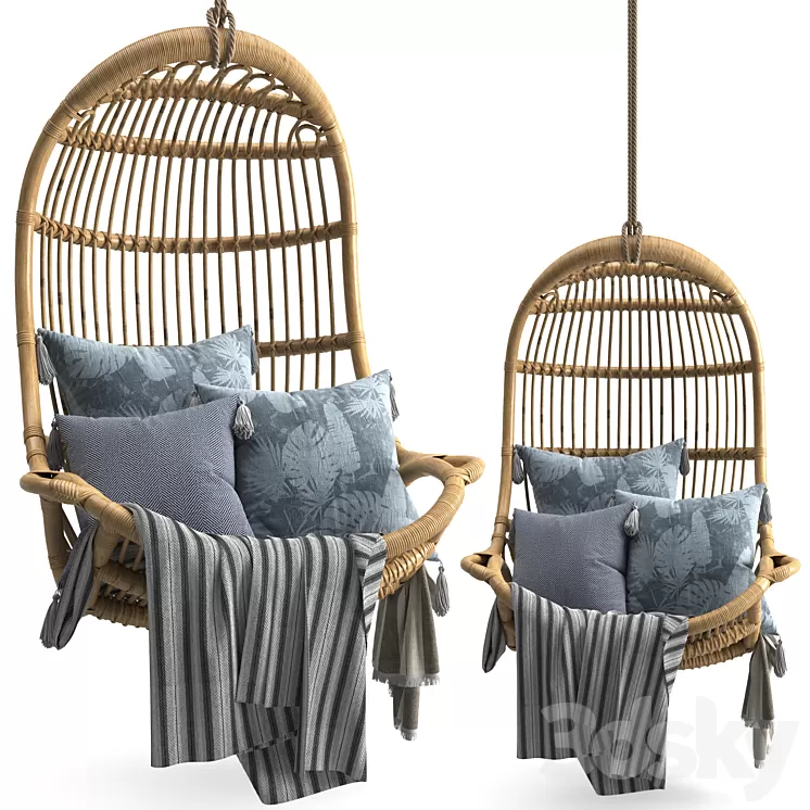 Hanging Rattan Chair 3D Model Hanging Rattan Chair 3D Model