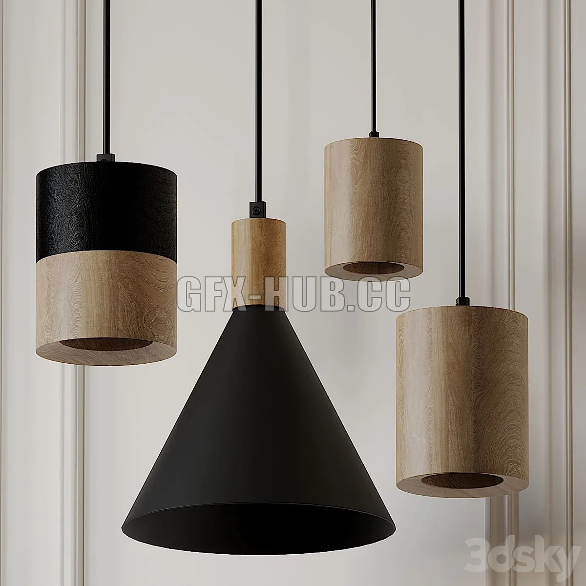 Hanging Small Cone Spot half black ASAF WEINBROOM 3D Model