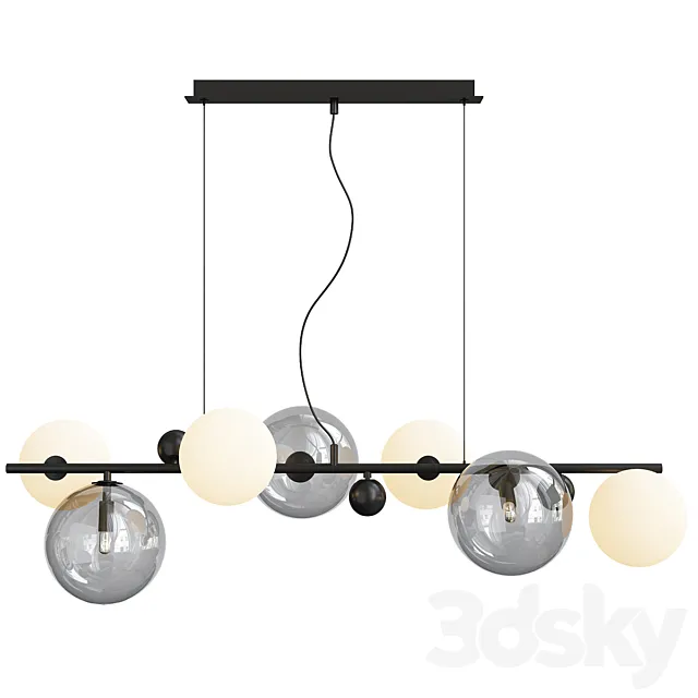 Hanglamp in smoked glass en metal bullesco 3D Model Hanglamp in smoked glass en metal bullesco 3D Model