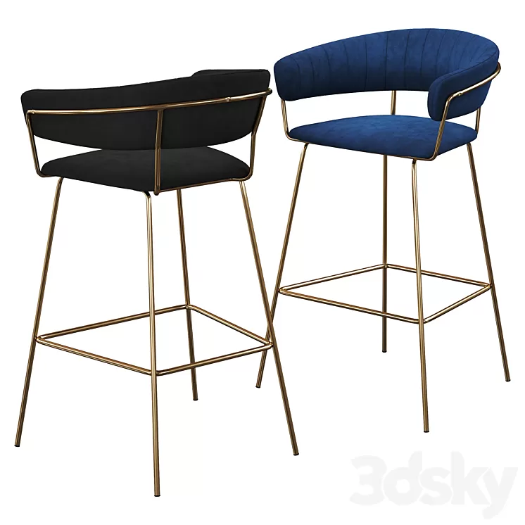 Hanna velvet bar stool 3D Model Hanna velvet bar stool 3D Model