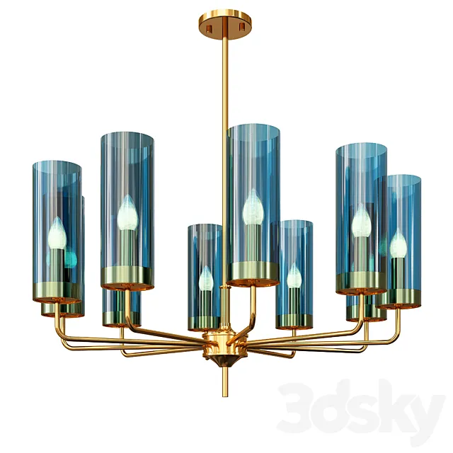 Hans-Agne Jakobsson Brass & Blue Glass Tube 10 3DModel