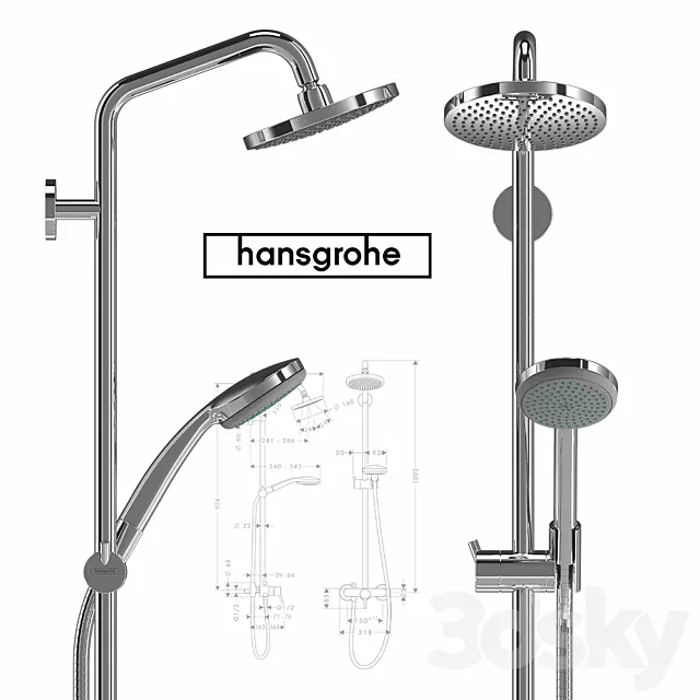 Hansgrohe Croma 100 1jet Showerpipe 3DModel