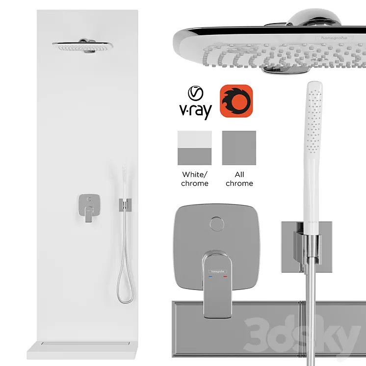 Hansgrohe Puravida Shower Set 3D Model