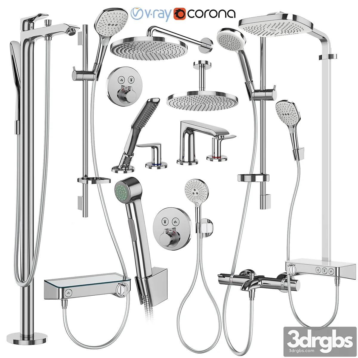 Hansgrohe Set 173 Mixers Shower Systems 3D Model Download