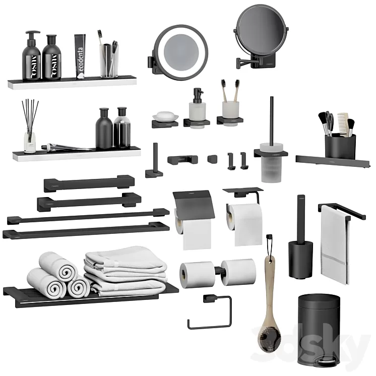 Hansgrohe set of bathroom accessories and decor 3D Model