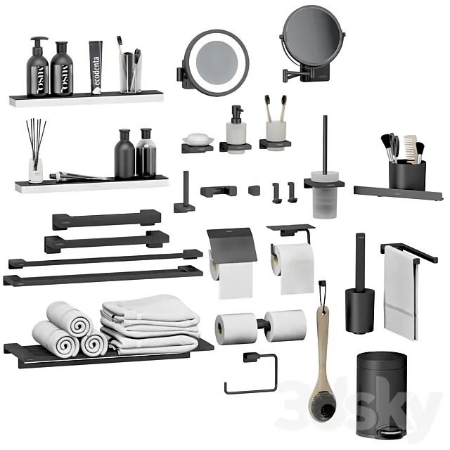 Hansgrohe set of bathroom accessories and decor 3DModel