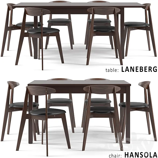 Hansola Laneberg Ikea Set 3D Model