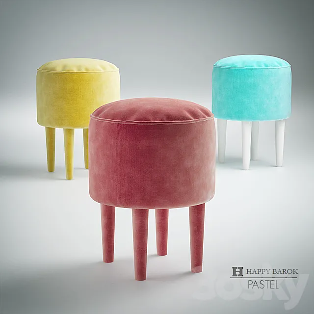 Happy Barok Pastel Puff 3DModel Happy Barok Pastel Puff 3DModel