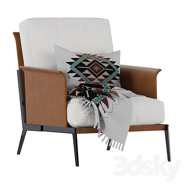 Happy hour armchair Flexform leather 3D Model