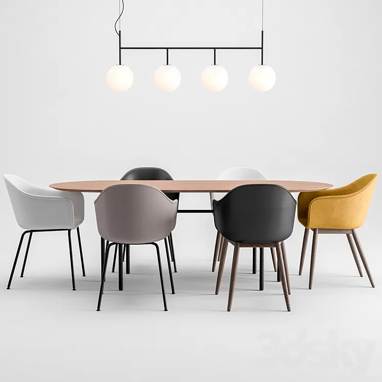 Harbor Chair Upholstery + Snaregade Table + Tr Bulb By Menu 3D Model Harbor Chair Upholstery + Snaregade Table + Tr Bulb By Menu 3D Model