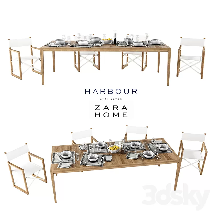 Harbor Outdoor collect and Zara Home table setting 3D Model