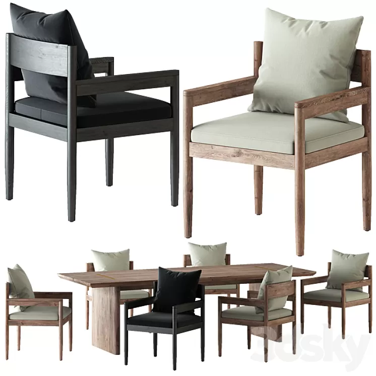 HARBOR / ROZELLE DINING CHAIR AND TABLE 3D Model