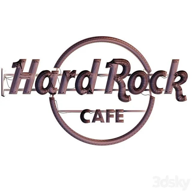 Hard Rock cafe neon sign 3D Model