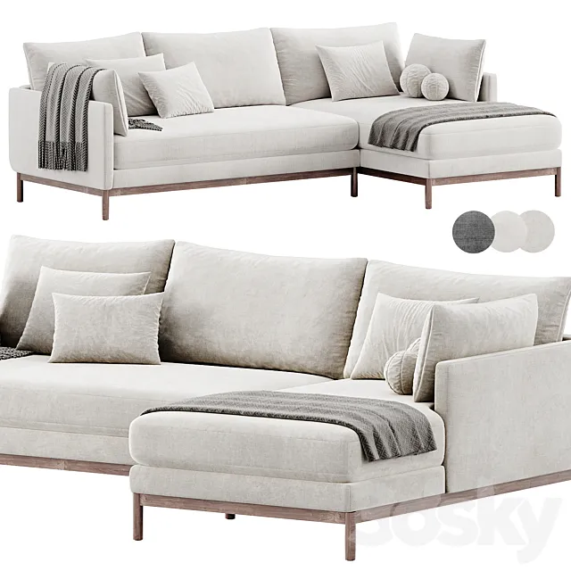 Hargrove Corner Sofa By West Elm 3D Model