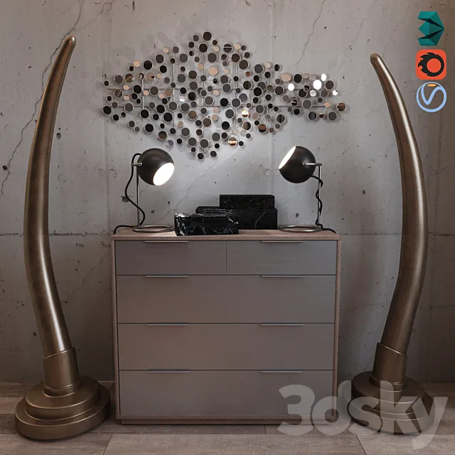 Harper Blvd Metal Wall Sculpture & RH Set 3D Model Harper Blvd Metal Wall Sculpture & RH Set 3D Model