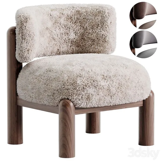 Harper Shearling Accent Chair 3D Model Harper Shearling Accent Chair 3D Model