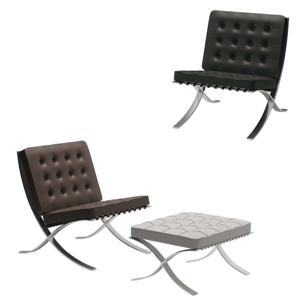 Hasan Guner – Chair and pouf Barcelona 3D Model Hasan Guner – Chair and pouf Barcelona 3D Model