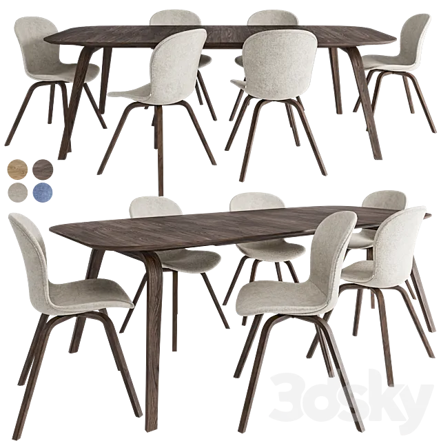 Hauge dining table and chair 3D Model Hauge dining table and chair 3D Model
