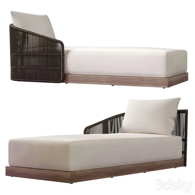 Havana arm chaise RH 3D Model