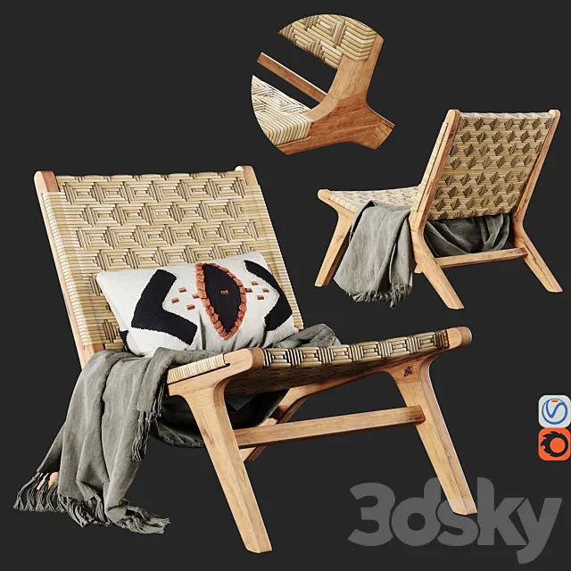 Havana Wicker Garden Armchair No5 3DModel