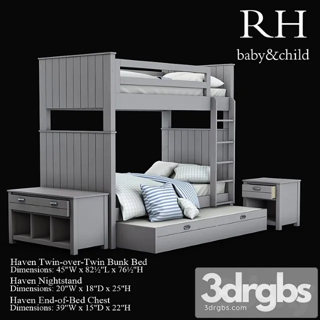 Haven Twin Over Twin Bunk Bed 3D Model Download