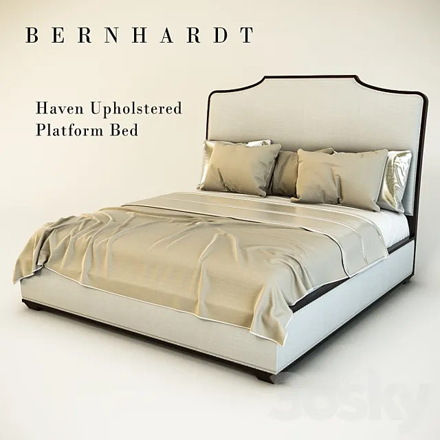 Haven Upholstered Platform Bed 3D Model