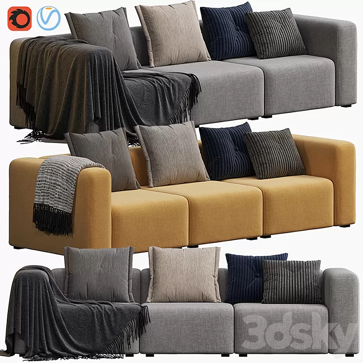 Hay Mags 3 Seater Combination 1 3D Model Hay Mags 3 Seater Combination 1 3D Model