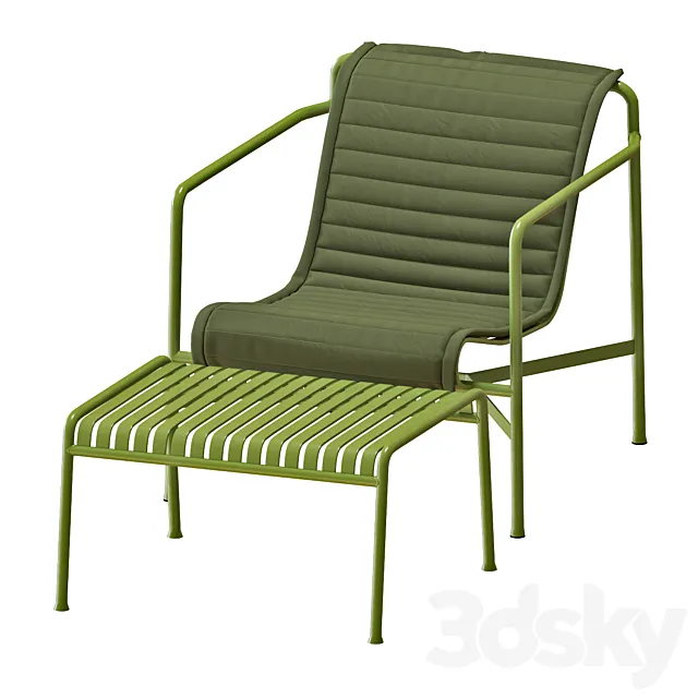 Hay Palissade Lounge Chair and Table 3D Model