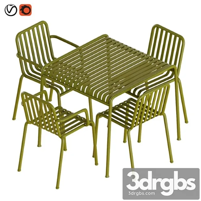 Hay palissade table and chairs 2 3D Model Download