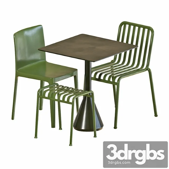 Hay Table And Chairs Set 5 3D Model Download
