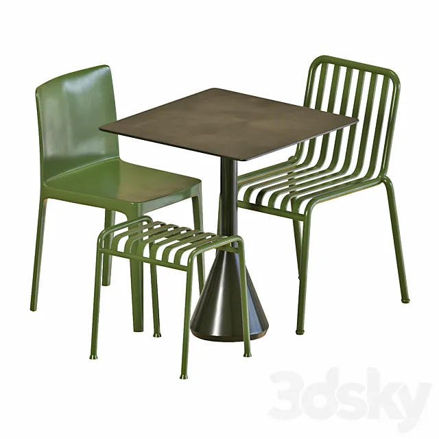 Hay table and chairs set 5 3D Model