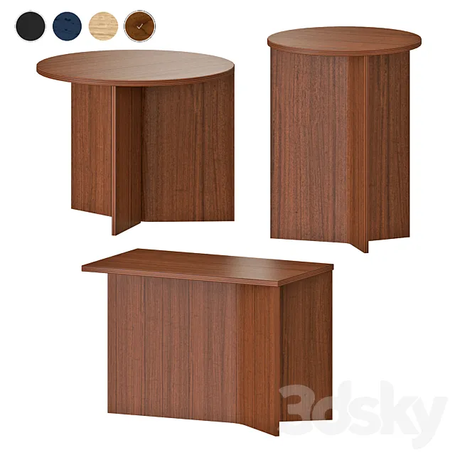 HAY WOOD SLIT SIDE TABLES 3D Model HAY WOOD SLIT SIDE TABLES 3D Model