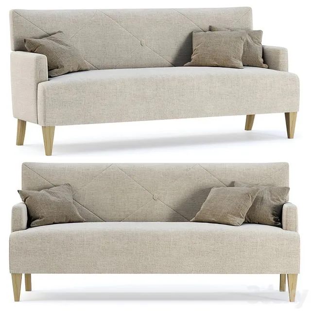 HBF Brentwood Sofa with button back Triple sofa 3D Model HBF Brentwood Sofa with button back Triple sofa 3D Model