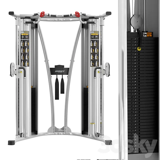 HD 3000 DUAL PULLEY FUNCTIONAL TRAINER 3D Model