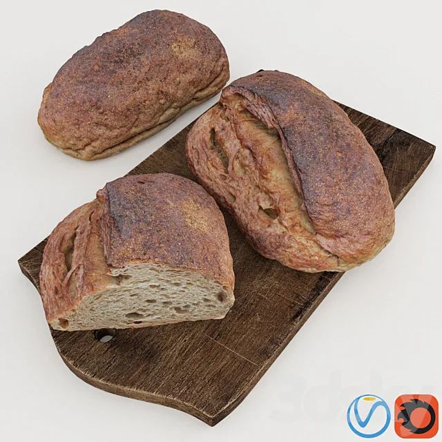 HD Realistic Farmer Buckwheat Bread 3D Model