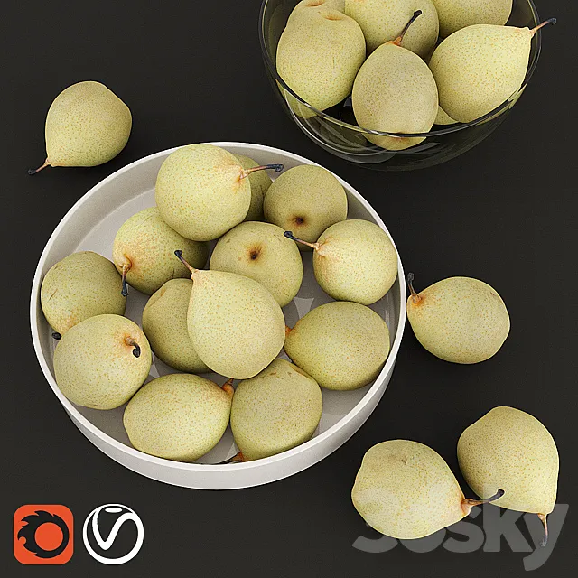 HD Realistic Japanese Pears 3D Model