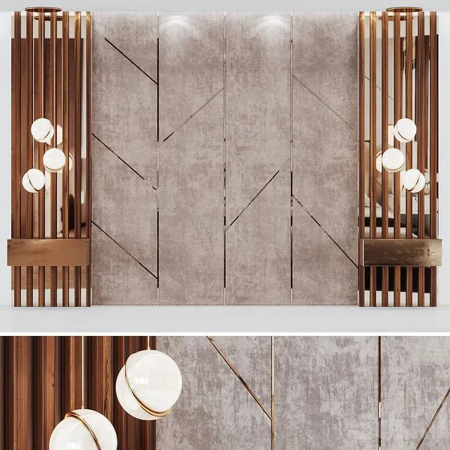 Headboard decoration with bedside tables 3D Model Headboard decoration with bedside tables 3D Model