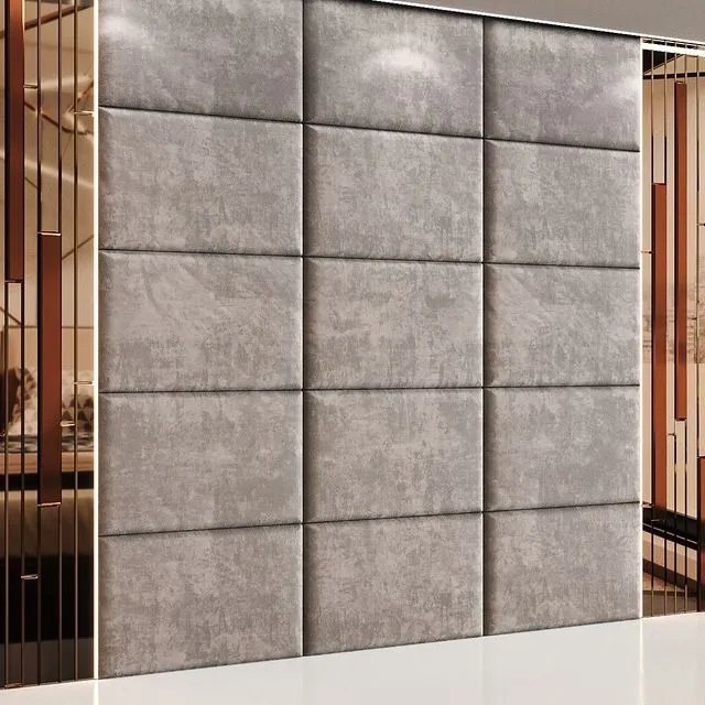 Headboard in beige panels and mirrored gold slats 3D Model Headboard in beige panels and mirrored gold slats 3D Model