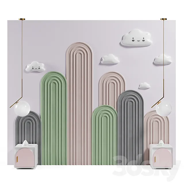 Headboard in nursery 05 3D Model