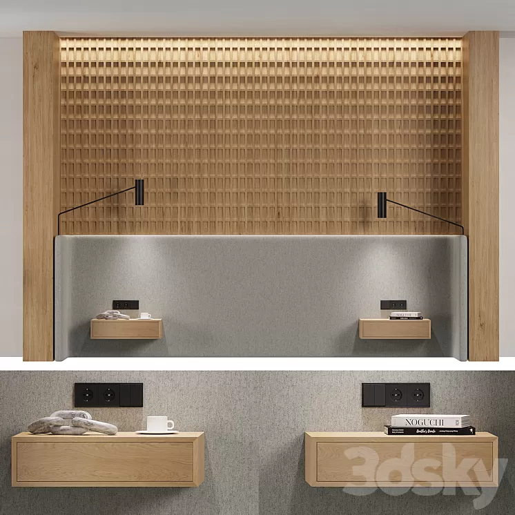 Headboard Kioto with decorative panel 3D Model Free Download