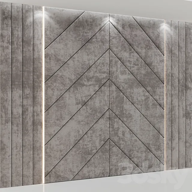 Headboard made of soft beige panels 3DModel Headboard made of soft beige panels 3DModel