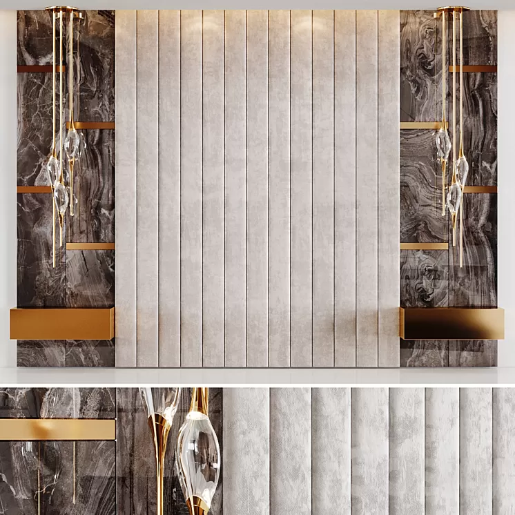 Headboard Rex Marble Brown and Beige Fabric Panels 3D Model Headboard Rex Marble Brown and Beige Fabric Panels 3D Model