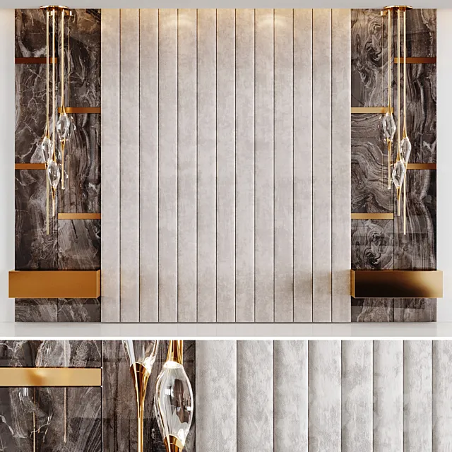 Headboard Rex Marble Brown and Beige Fabric Panels 3DModel Headboard Rex Marble Brown and Beige Fabric Panels 3DModel