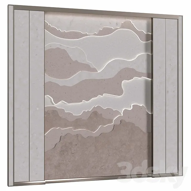 Headboard Stone wall panel 3D Model