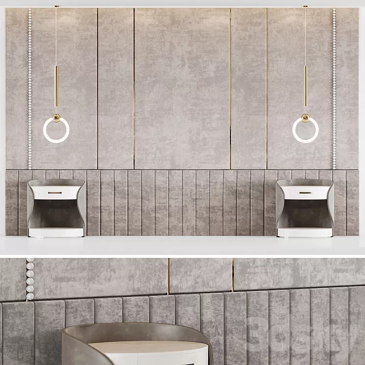 Headboard with pendant lights 3D Model Headboard with pendant lights 3D Model