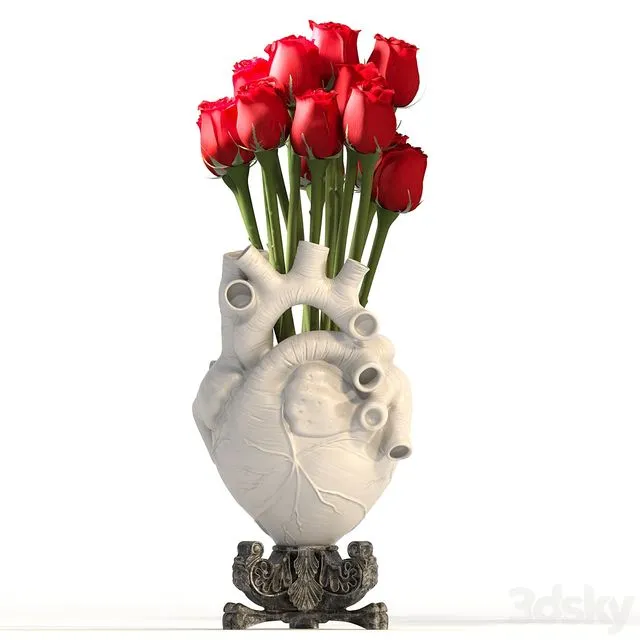 Heart Vase 2_White 3D Model Heart Vase 2_White 3D Model
