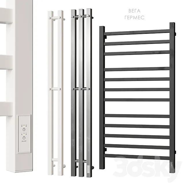 Heated towel rail Point Hermes Vega 3D Model Heated towel rail Point Hermes Vega 3D Model