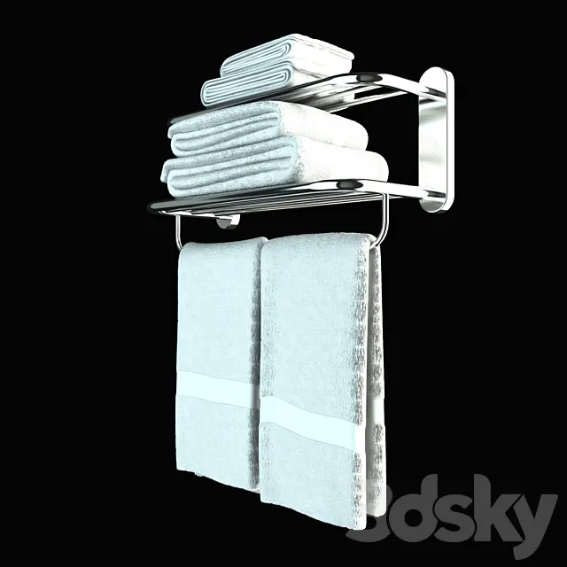 Heated towel rail with towels 3DModel