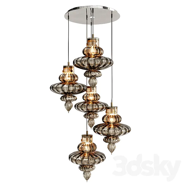 HEATHFIELD & CO BASILICA 5 LIGHT PENDANT 3D Model HEATHFIELD & CO BASILICA 5 LIGHT PENDANT 3D Model